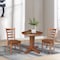 International Concepts 30 in. Solid Wood Round Top Pedestal Dining Table with 2 Chairs in Distressed Oak K42-30RT-23B-C617-2 - alternate 2